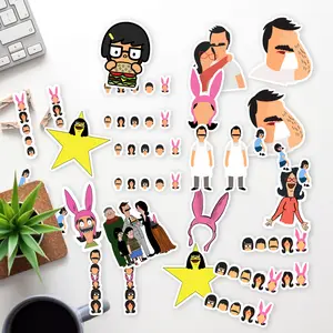 Stickers Pack 20 Pcs Bobs Bottle Burgers Laptop Colorful  Luggage Bumper Vinyl Waterproof Guitar Car Bike Aesthetic Skateboard Water