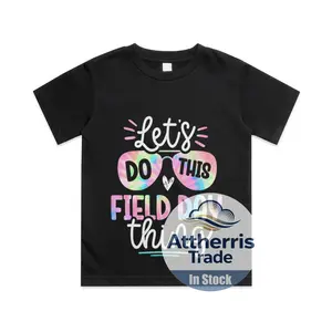 School Field Day Field Day Kids Cotton T-shirt, Graphic Print Round Neck Short Sleeve Casual Tee for Boys Girls