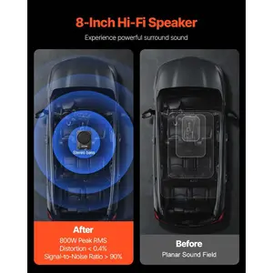 VEVOR 8 800W Underseat Car Subwoofer, Slim Powered Car Subwoofers Under the Seat, Low Profile Audio Sub Built-in Amplifier, High/Low Level Input Volume Controller for SUVs, Car, Truck, RV