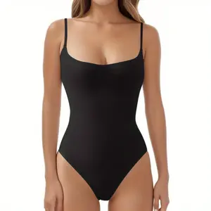 Women Spaghetti Strap Square Neck Bodysuit Backless Camisoles Halter Body Suits Tank Top Tummy Control Shapewear athletic romper