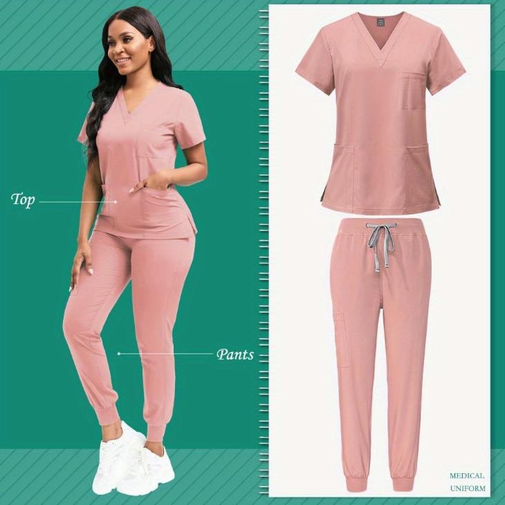 Scrub Tops for Men Women V-Neck Scrubs Unisex Stretch Nursing Shirts Medical Uniform Workwear with 3 Pockets