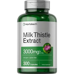 Horbäach Milk Thistle Supplement | 3000mg | 300 Capsules | Herbal Extract | Non-GMO, Gluten Free Horbäach Milk Thistle Supplement | 3000mg | 300 Capsules | Herbal Extract | Non-GMO, Gluten Free