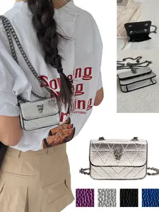 Metal Rhombus Mini Chain Crossbody Bag, Lipstick Pouch, Ultra-Light Design, Four Colors Available, Party & Street Style