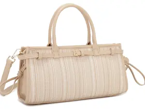 LA TERRE Textured Fabric Structured Satchel Bag - Women's Convertible Top Handle Bag M1173