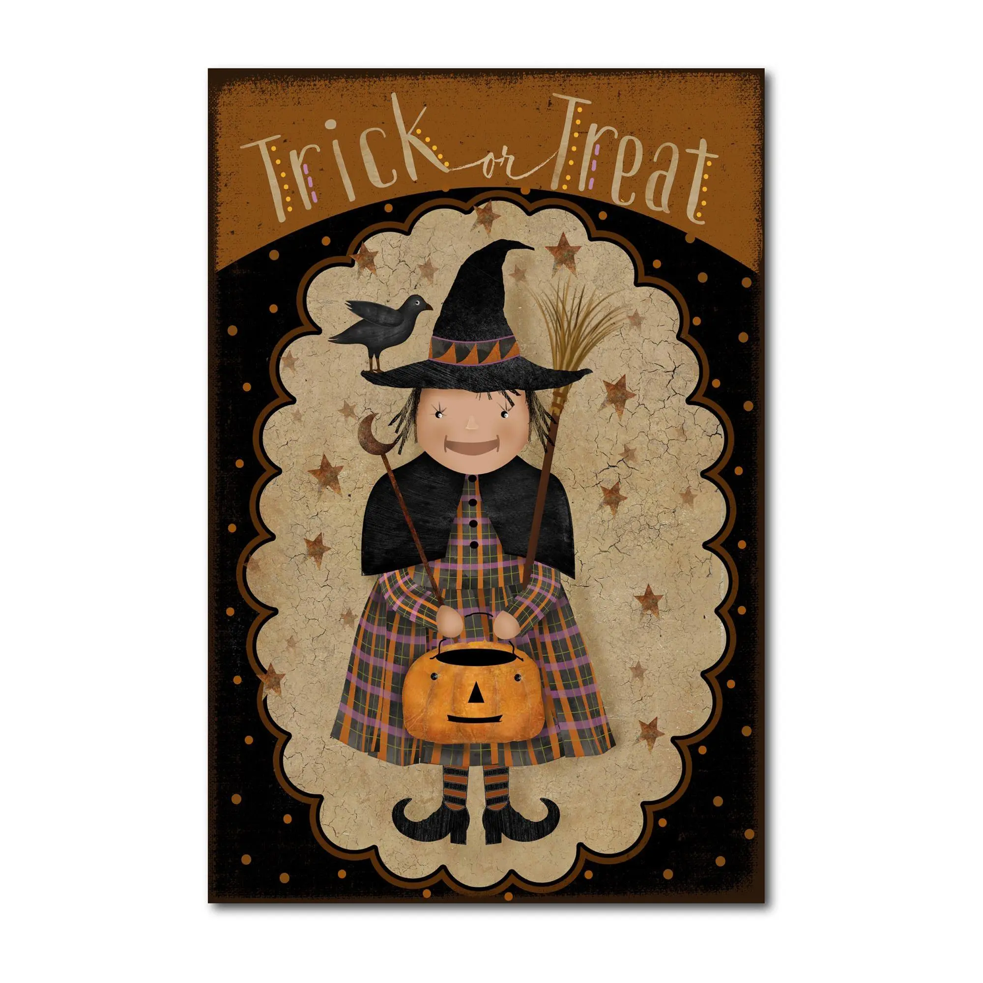 Courtside Market Trick Or Treat Flag 12x18 Canv as Wall Art