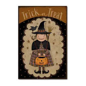 Courtside Market Trick Or Treat Flag 12x18 Canv as Wall Art