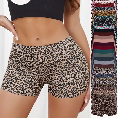 Women's Leopard Pattern Fitted Underwear Set, Random Color Pack of 10, Comfortable Seamless Design, All-Season Wear, Panties