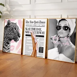 Retro Leopard Wall Art Set Trendy Colorful gallery wall art set Dopamine Y2K Fashion Decor Matchbox Prints Aesthetic Dorm Apartment Decor