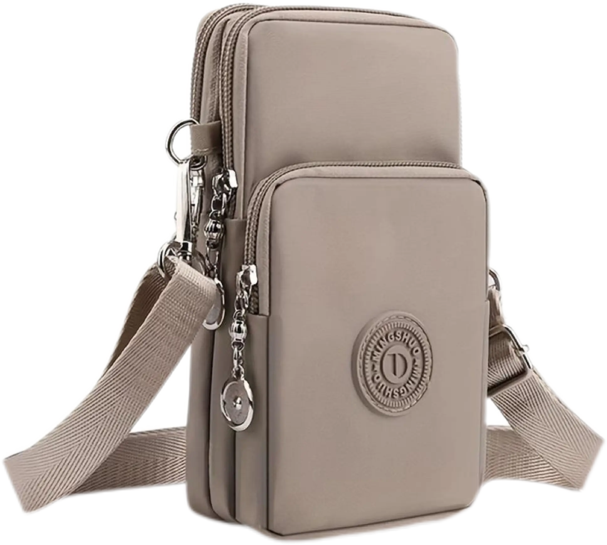 Crossbody Bag - Beige Color, Zipper Closure, Adjustable Strap, Ideal for Daily Use, Lightweight and Durable Design