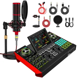 Tenlamp G10-M18 Audio Mixer, Live Sound Card with XLR Input, 48V Power, One-Touch Noise Reduction & Voice Changer for Podcast Recording, Streaming, Gaming, Vocal