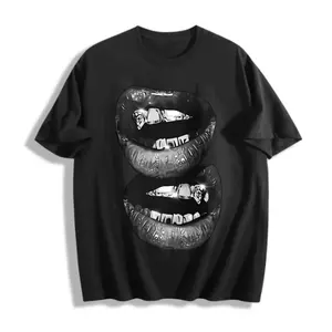 Graphic Design Men's T-Shirt Lips And Teeth Art Print Summer Casual Wear For Him