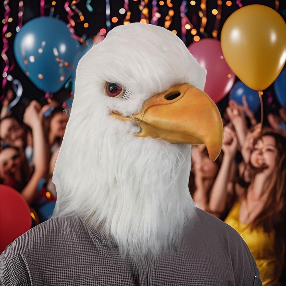 PATYGR White Eagle Mask Animal Head Cover for Halloween Cosplay Rave Party Realistic Latex Animal Bird Mask Prank Props Accessories