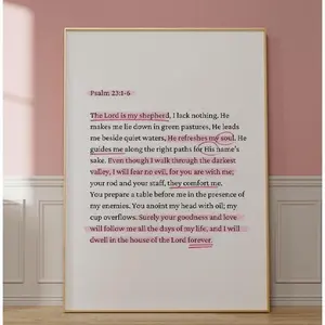 [Sale off up to 65%][Free Ship][No Frame] Trendy Christian Wall Art, Psalm 23, GenZ Christian Dorm Decor, Fruit Of The Spirit, Christian Affirmation Poster No Frame