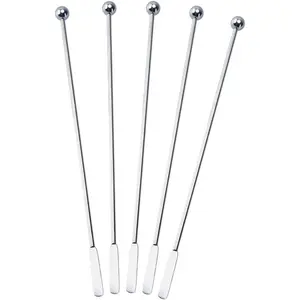 5 pcs Stainless Steel Coffee Beverage Stir Sticks Cocktail Stirrers Drink Swizzle Stick 7.4" Swizzle Stick Picks Tools