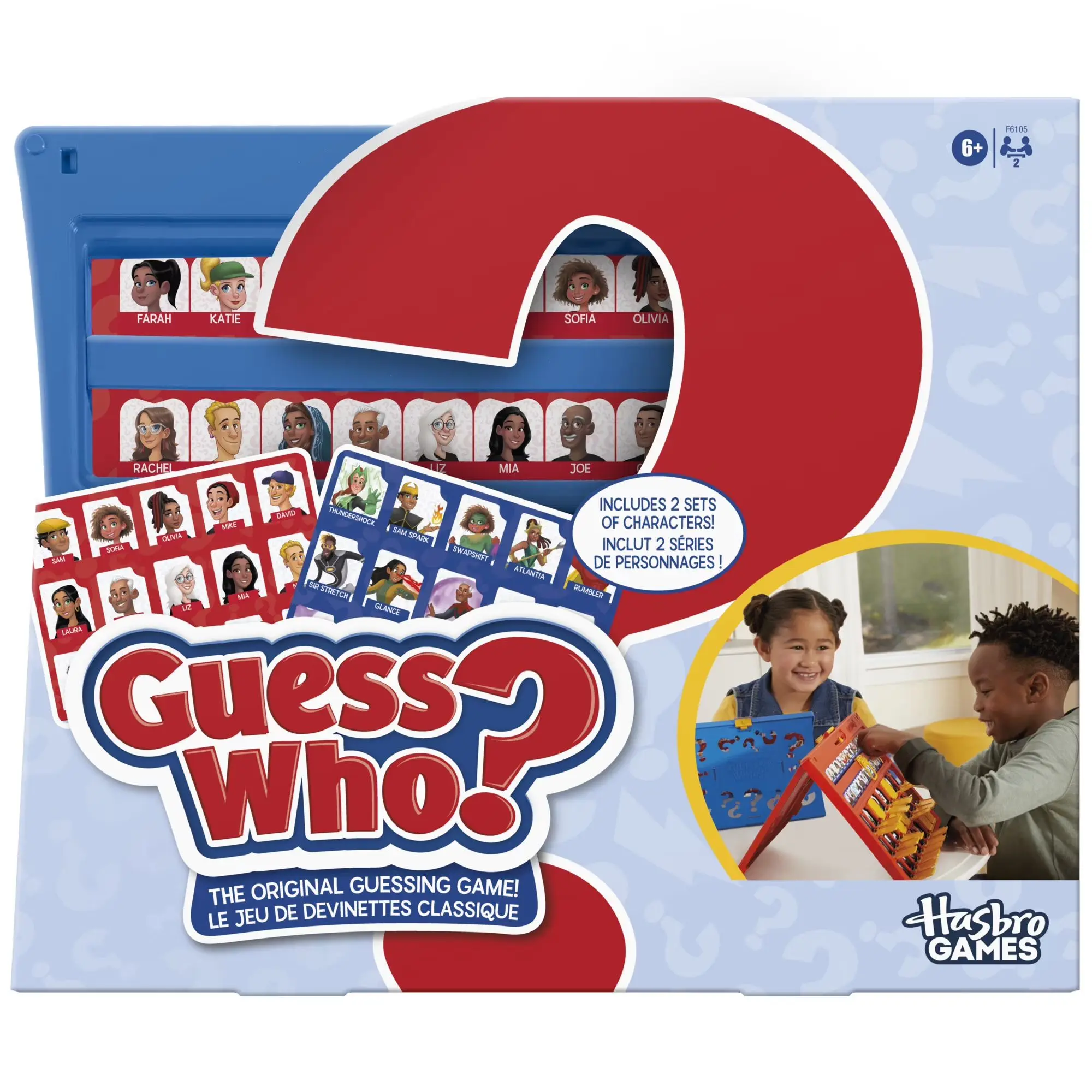 Guess Who? Original Guessing Game, Easy to Load Frame, Double-Sided Character Sheet, 2 Player Games for Kids, Ages 6+