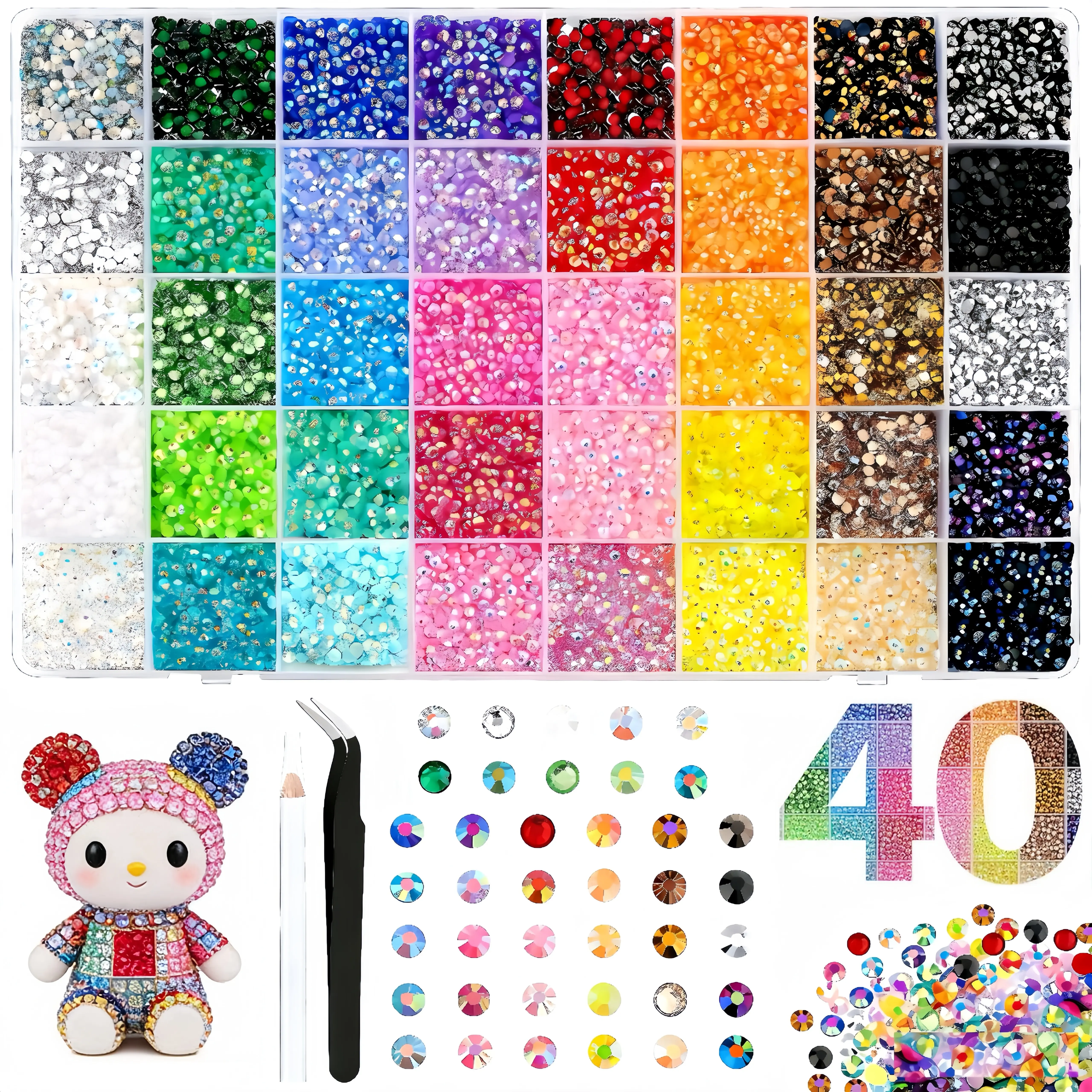 42000Pcs 40Colors 3mm Jelly Flatback RhinestonesBedazzling Kit with Nail Art, Shoes & DlY Diamond Art, DIY Craft Set for Nail Art & Shoes, Ultimate Creative Gift for Her,graduation gifts,class of 2026,summerwins,mid year sale,deals for you