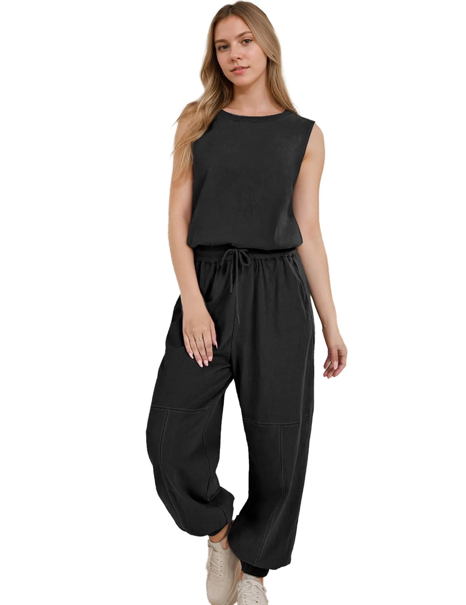 ZEAGOO Jumpsuits for Women Casual Summer Sleeveless 2025 Romper One Piece Outfit Active Workout Lounge