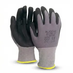 Gray Polyester Work Gloves,Excellent Grip For Oily & Dry Surfaces, Flexible Abrasion Resistant Protective Gloves, For Assembly, Maintenance, Logistics, General Industrial Handling