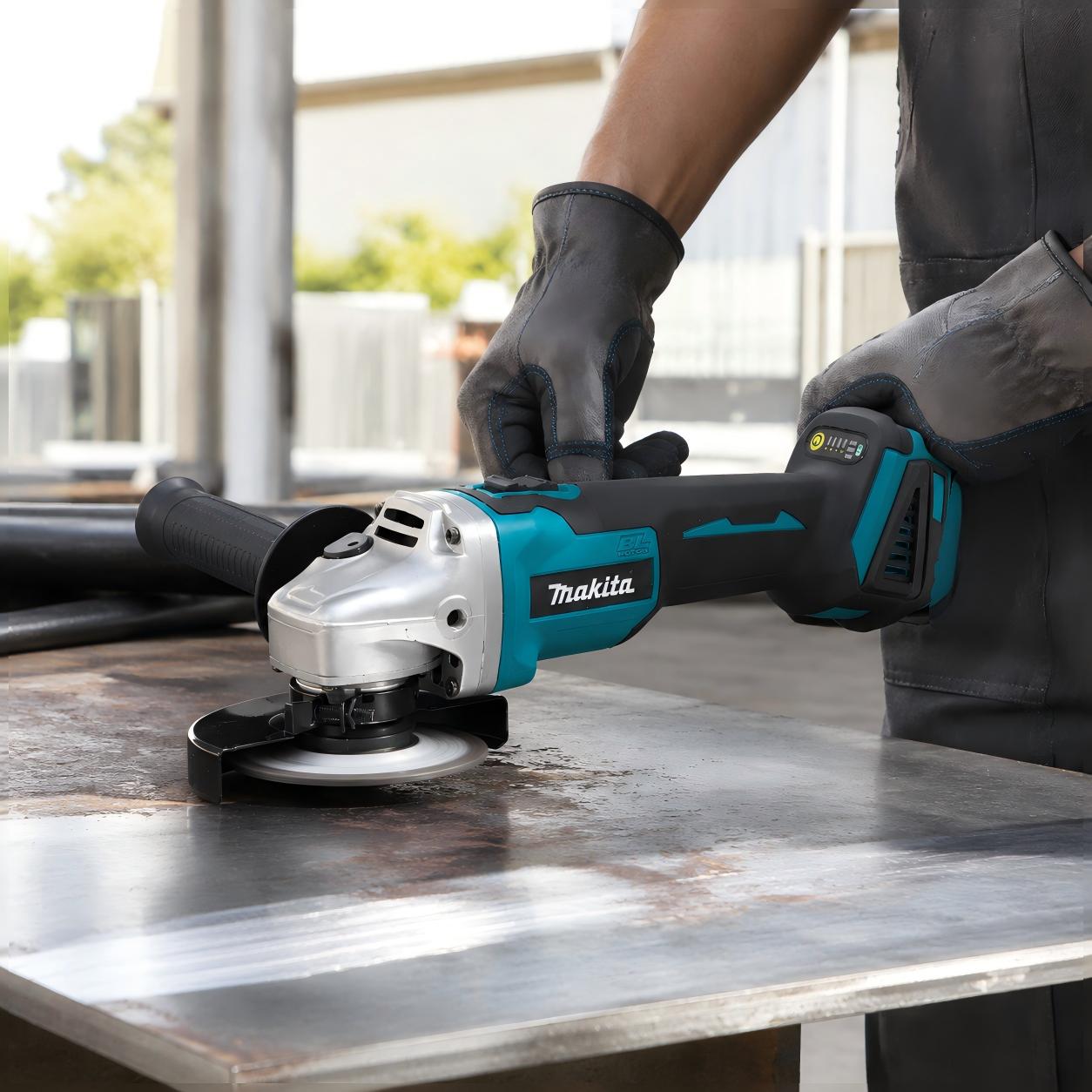 Makita DGA404 Cordless Brushless Motor Angle Grinder, 10000 RPM High-Speed Motor, Ratchet Wrench, Precise Control, Nut-Busting Torque, Magnetic Mount, Heavy-Duty for Cutting/Grounding, Portable Hand Tool Accessory Pack, 10000Rpm hex driver no-load project