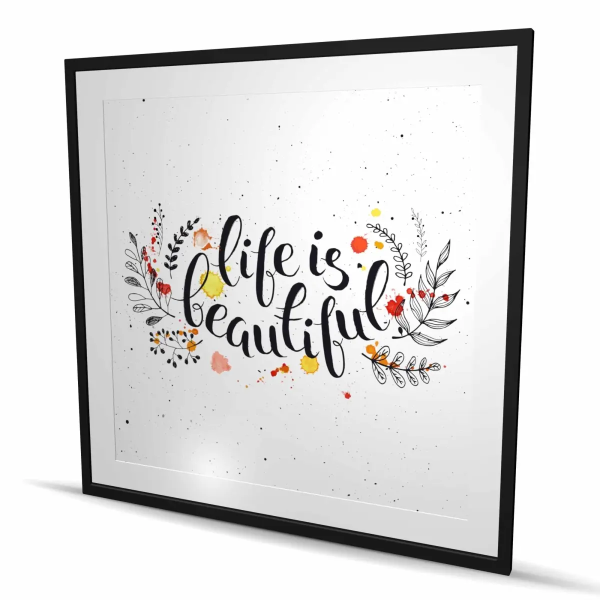 Begin Home Decor C1FM48482JI6U1 48 x 48 in. Life Is Beautiful - Orange Framed Matted Print Wall Art - Home Decor