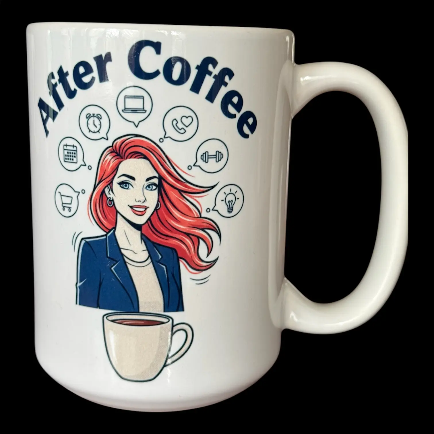Funny Mug Before Coffee After Coffee Get up and go mug 15oz, when you need some Oomph to get up and get going! Drink your coffee or tea from this fun mug. The 15oz size holds plenty of your favorite energizing beverage. Enjoy!