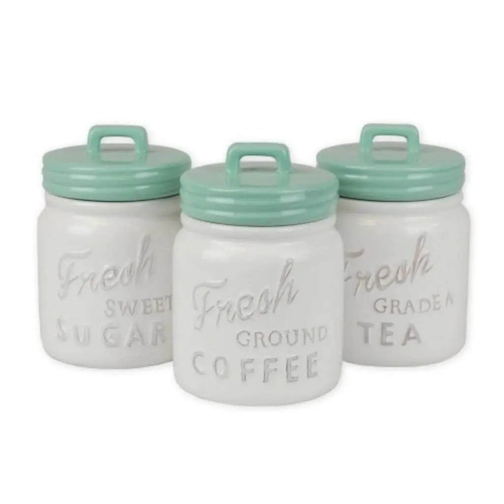 Aqua Ceramic Jar Canister Set of 3 Aqua Ceramic Jar Canister Set of 3