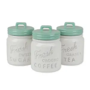 Aqua Ceramic Jar Canister Set of 3