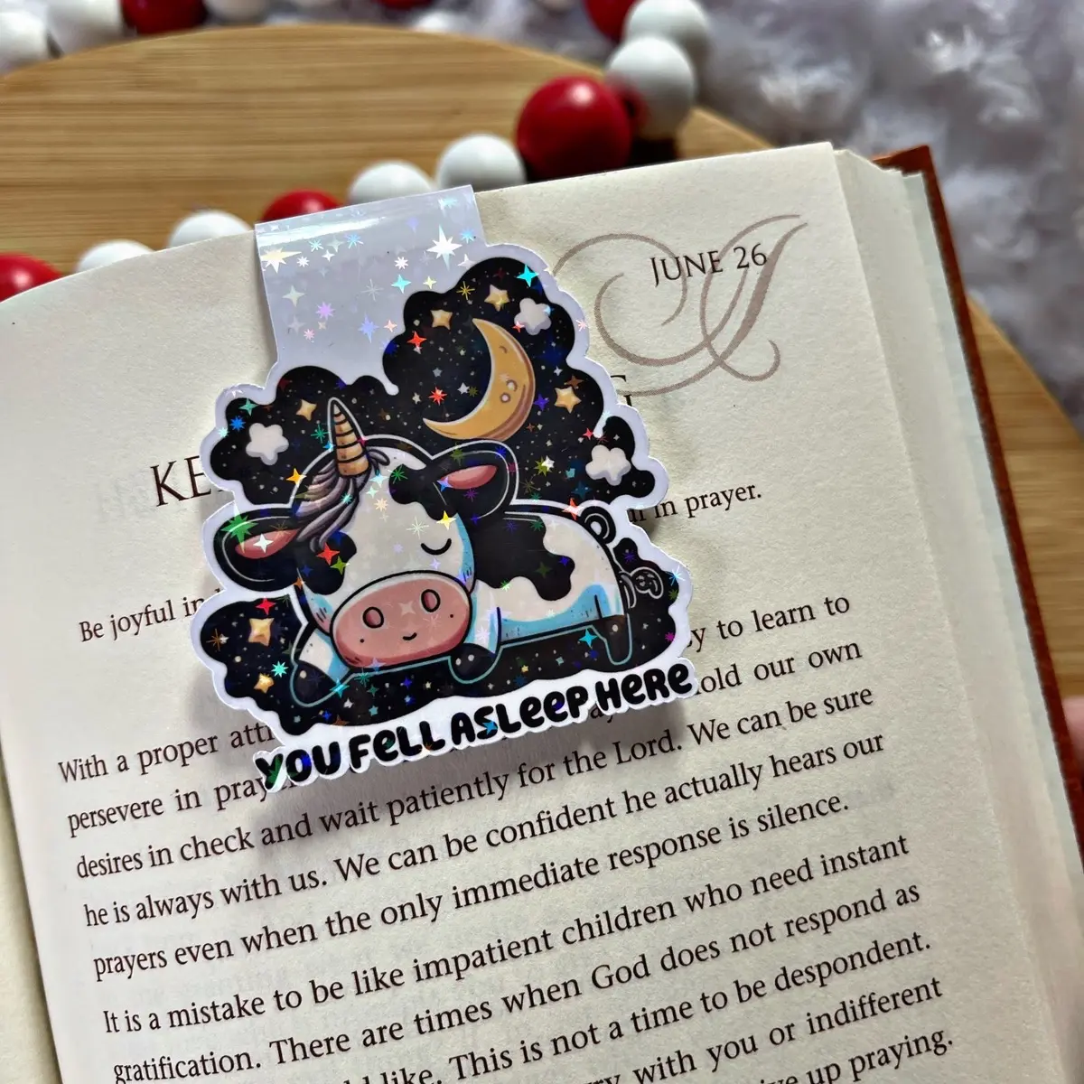 Sleepy Cow Magnetic Bookmark