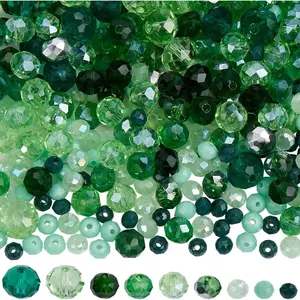 1 Box 1000 count Green Glass Beads Rondelle  Beads 8mm Bulk Faceted Flat Round Abacus 4mm 6mm Loose Spacers for DIY Crafting  Making Bracelet Necklace Earring Supplies Women