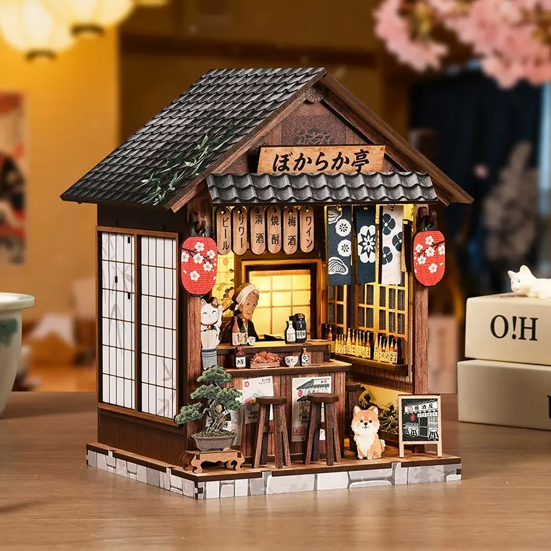 The Mellow Pub Book Nook DIY Kit for Adults. Tiny Home Vintage Abstract Renaissance Style. Wooden Bookshelf. 3D Hand-Assembled DIY Building Model. Miniature Dollhouse, Birthday Gift.