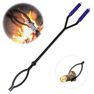 CKLT 40in Fire Tongs Heavy Duty Firewood Grabber Tool Log Claw Tongs for Bonfire Campfire Fire Pit Outdoor Indoor Log Grabber Rustproof Safely Moves Firewood