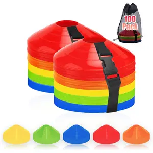 Set of 25/50/100 Agility Soccer Cones with Carry Bag for Football Basketball Training Coaching, Agility Cones for Indoor and Outdoor Games