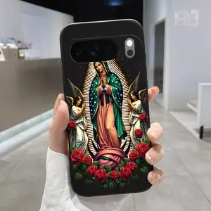 Rounded Edge Phone Case for Google Pixel 10 9 XL 8 7 Pro A  Divine Virgin Vision Pattern Anti-Scratch Shockproof TPU Bumper Drop-proof Cover Cellphone Protective