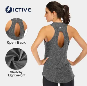 ICTIVE Women's Lady Basic Loose Fit Racerback Tank Tops - Sleeveless, Keyhole Open Back, Crop Style, Ideal for Yoga & Gym Workout