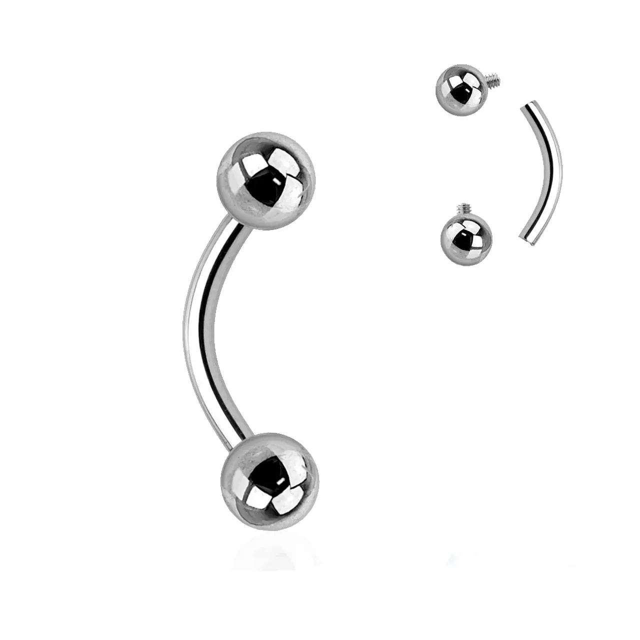 Internally Threaded Curved Titanium Barbells/Eyebrow Rings 14 Gauge 7/16" Body Jewelry