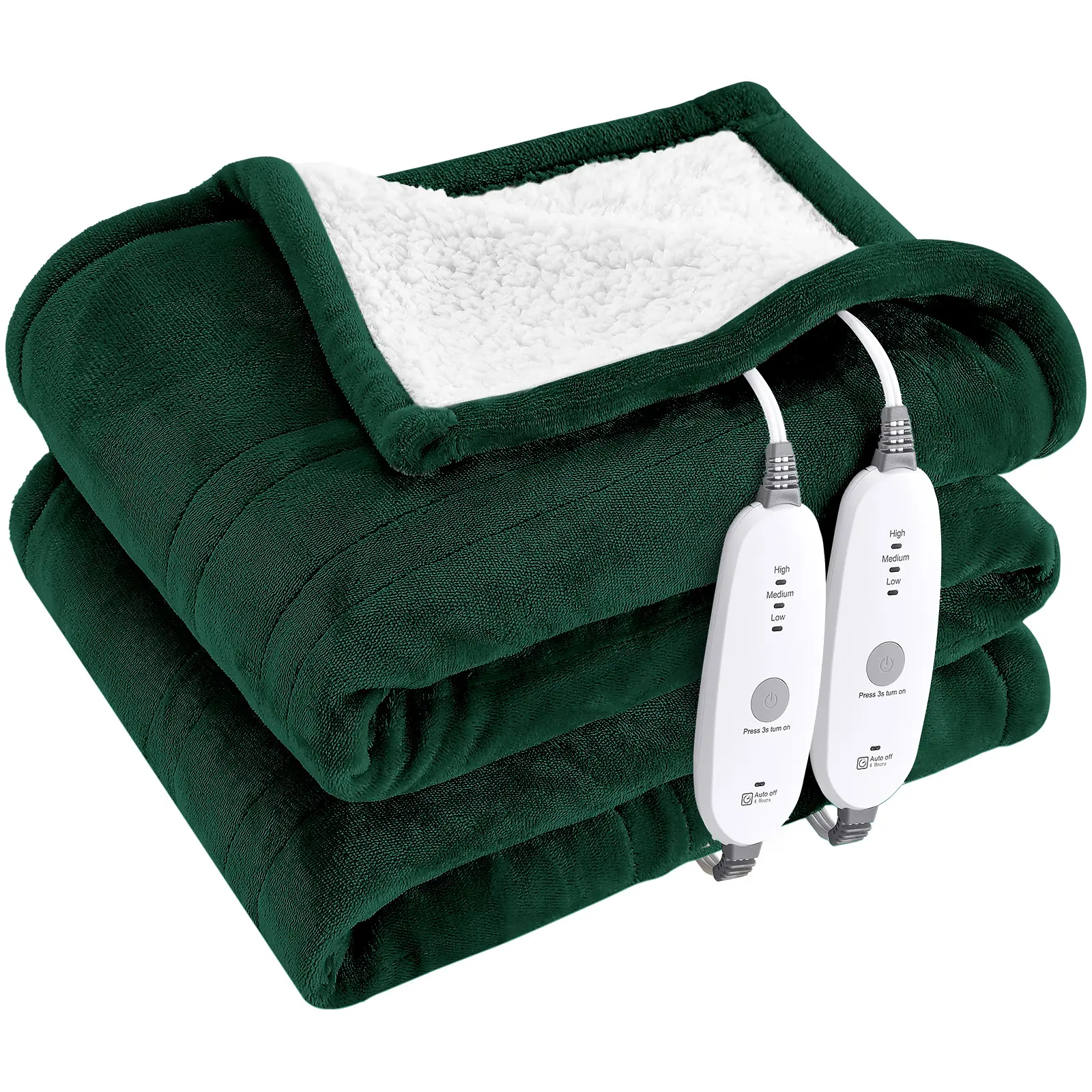 【Spring Glow-Up】Heated Throw Blanket, Flannel Electric Blanket with 4-Hour Timer, Auto-Off, 3 Heating Levels, Sherpa with Overheating Protection