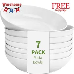 7 Pack Porcelain Pasta Bowls Ceramic , Large Serving Bowl