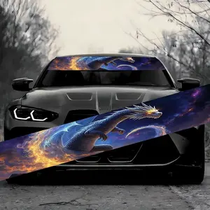 Dragon Fire Pattern Car Windshield Sticker, Self-Adhesive Removable Durable Weatherproof, Fits All Models, Easy to Apply and Remove, Car Decor