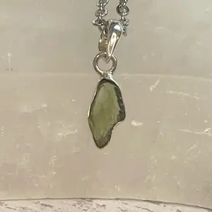 Natural Moldavite Genuine Sterling Silver Necklace for Protection, Transformation, Elevation