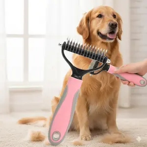 Pet Grooming Comb Stainless Steel Dual-Sided Deshedding Brush for Cats & Dogs, Cleaning Beauty Tool, Effective Fur Removal Pet Care