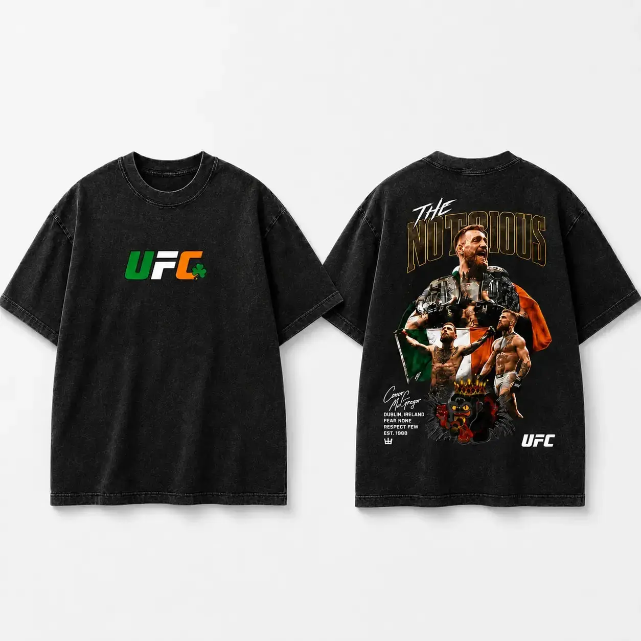 Men's 329 Black Conor McGregor T-Shirt, The Notorious Graphic Tee, MMA Shirt, Gift for Fighters, Sports Apparel,Regular,Grunge