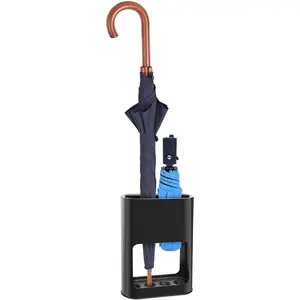 Umbrella Rack with Removable Drip Tray, Umbrella Holder Stand for Entryway, Freestanding Organizer for Umbrella Cane Walking Stick, Stored 4 Umbrellas, Ideal for Home Office Decor, Black