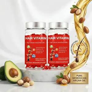 2 Bottles Hair Vitamin Capsules with Moroccan Argan Oil – Leave-In Moisturizing Hair Serum for Dry, Frizzy & Damaged Hair, Natural Shine & Repair Treatment for Women & Men, Gift-Ready Set