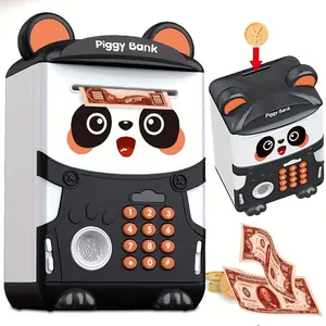 Panda ATM-Style Penny Bank with Automatic Money Roll & Fingerprint Lock - Creative Toy for Youngsters, Perfect Gift for Boys & Girls, Youngsters's Savings Box, 6.1 Gift fake  flowers religious ornament home laundry room  Decor Piggy  Multicolor coin piggy