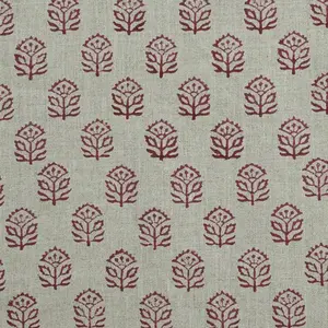 Garland Indian Hand Block Print Linen Fabric