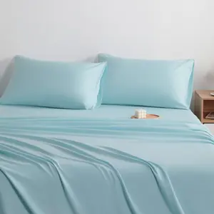 Embroidered Microfiber Bed Sheet Set, Super Soft and Cozy, Wrinkle, Fade, Stain Resistant, Deep Pocket Fitted Sheet, Aqua