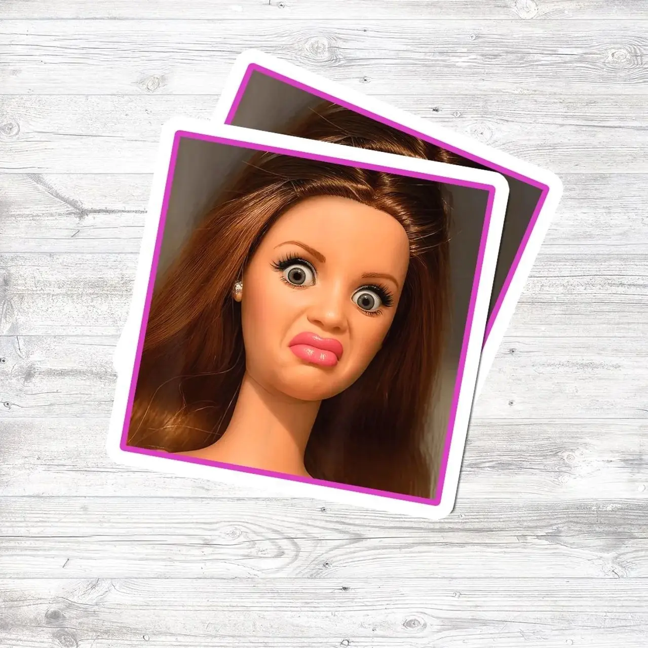 Funny Barbie Meme Sticker, Disgusted Doll Face Sticker, Side Eye Reaction Meme, Aesthetic Y2K Sticker, Trendy Laptop Water Bottle Decal X7I