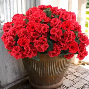 Bunch of 8 13.77 inches Artificial Geranium Flowers, Red Artificial Flowers, Silk Geranium Flowers, UV Resistant Garden Plants for Outdoor, Yard Decoration, Home, Kitchen, Table Decoration