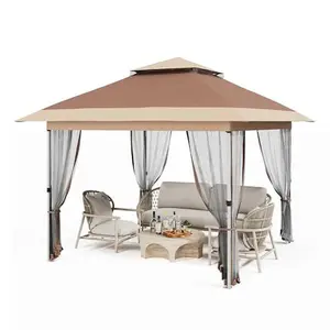 Gaomon 10x10 Outdoor Canopy Gazebo, with Mosquito Netting, Curtains, Adjustable Height, UPF 50+, Steel Frame, Oxford Cloth & Wheeled Carrying Bag, Seats 6-10 for Patio, Backyard
