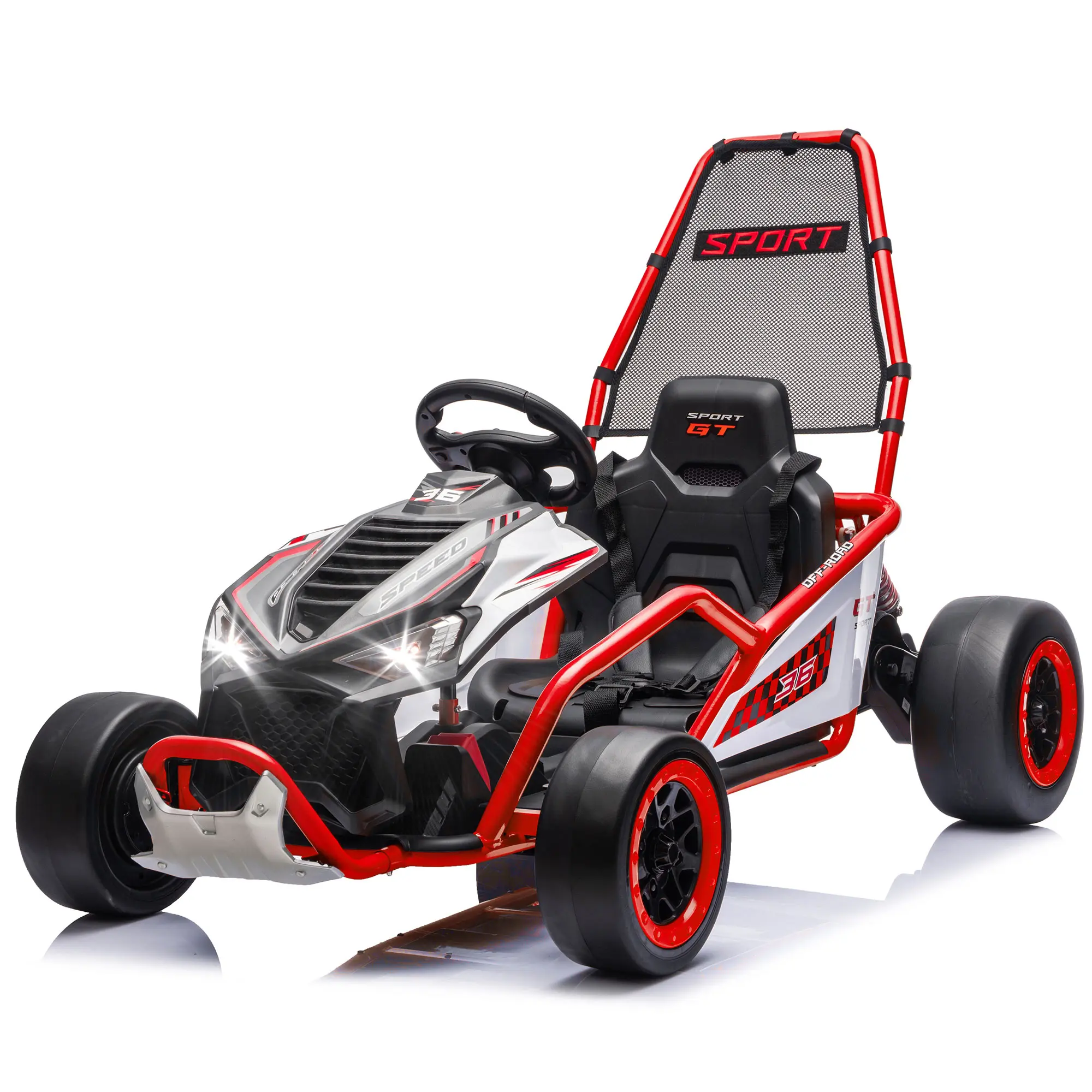 24V 400W Electric kids Ride on Toy,Crazy Go Cart,Drift Car W/Protective Roll Cage,EVA Front Tires,Rear Suspension,5-7.5 MPH,5-Point Safety Harness,Fast-Paced&Drift Mode,Music,Bluetooth for kids 6-12